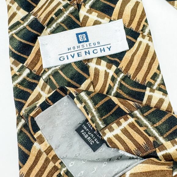 Givenchy Monsieur 100% silk vintage classic retro geometric pattern necktie 4” w - Picture 3 of 4